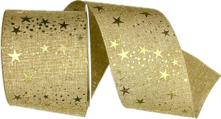 Stuha vánoční Starlight Wishes - Golden Sky béžová 60mm x 3m (16,-Kč/m)