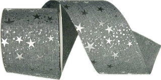 Stuha vánoční Starlight Wishes – Moon Grey šedá 60mm x 3m (16,-Kč/m)