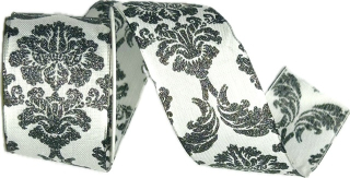 Stuha vánoční ROYAL NIGHT BLACK bílá 40mm x 2m (16,-Kč/m)