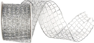 Stuha síťovaná CADILLAC SILVER stříbrná venkovní 40mm x 2m (14,-Kč/m)