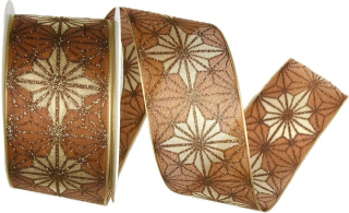 Vánoční stuha organzová Organdy Gala Premium – Bronze Shine 40mm x 2m (16,- Kč/m)