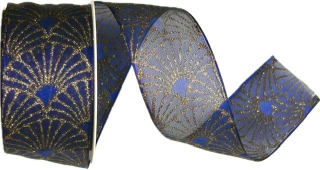 Stuha vánoční organzová GLAMOUR FESTIVAL BLUE modrá 40mm x 2m (14,50,-Kč/m)