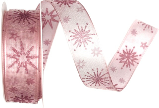 Stuha vánoční STARLIGHT BLUSH PINK růžová 25mm x 2m (14,-Kč/m)