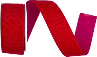 Stuha sametová Velutto SparkLine – Carmine Red červená 25mm x 2m (13,-Kč/m)
