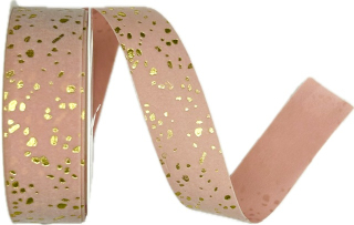 Stuha vánoční sametová VELUTTO STARDUST PINK růžová 25mm x 3m (12,-Kč/m)