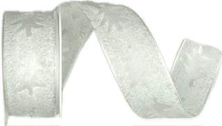 Stuha vánoční WINTER ELEGANCE WHITE bílá 25mm x 2m (12,-Kč/m)