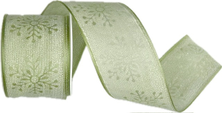 Stuha vánoční SNOW WHISPER GREEN zelená 40mm x 2m (15,-Kč/m)