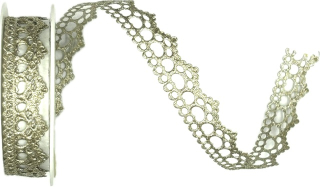 Stuha girlandová OLD SILVER HEARTS stříbrná 15mm x 1m