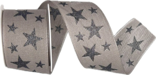 Stuha vánoční RUSTIC NIGHT GRANITE šedá 40mm x 2m (13,-Kč/m)