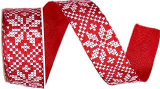 Stuha vánoční NORDIC RED červená 25mm x 2m (14,-Kč/m)