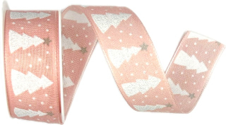 Stuha vánoční BLUSH PINK růžová 25mm x 2m (11,-Kč/m)