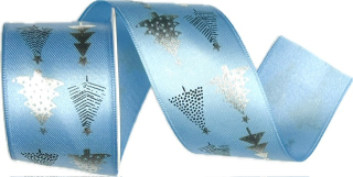 Stuha vánoční SILVER TREES SKY BLUE modrá 40mm x 2m (15,-Kč/m)