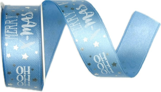 Stuha vánoční SILVER STARS SKY BLUE modrá 25mm x 2m (14,-Kč/m)