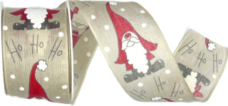 Stuha vánoční bavlněná SANTA’S MAGIC šedá 40mm x 2m (13,-Kč/m)