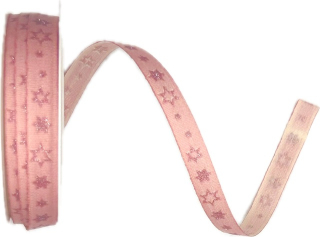 Vánoční stuha GLITTER STARS SOFT PINK růžová 10mm x 4m  (6,-Kč/m)