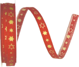 Vánoční stuha GLITTER STARS RED červená 10mm x 4m (6,-Kč/m)