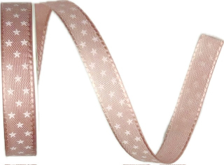Vánoční stuha taftová MINI STARS OLD PINK starorůžová 10mm x 2m (6,-Kč/m)