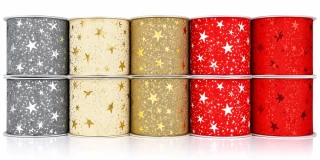 Stuha vánoční Starlight Wishes – Sada 10ks - 60mm x 3m (13,-Kč/m)