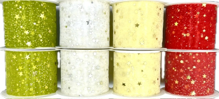 Stuha vánoční Organza Starshine – Sada 8ks - 60mm x 3m (15,-Kč/m)