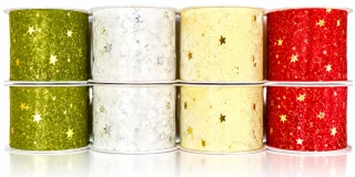 Stuha vánoční Organza Starshine – Sada 8ks - 60mm x 3m (13,-Kč/m)