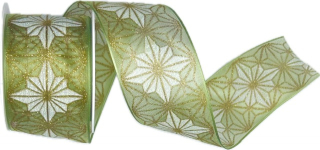 Vánoční stuha organzová Organdy Gala Premium – Olive Gold 40mm x 2m (16,- Kč/m)