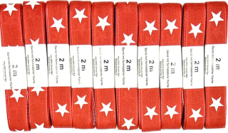 10x stuha vánoční STARRY RED CHARM červená 15mm x2m (8,-Kč/ks) (4,-Kč/m)