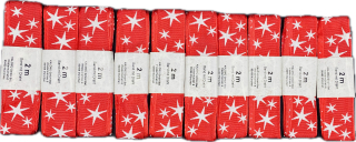 Sada 10x Vánoční stuha červená STARLIGHT RED saténová, skládaná 10x 25mm x 2m (14,-Kč/ks) (7,-Kč/m) 