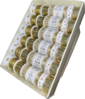 Golden Harmony – Luxusní vánoční set stuh a provázků 48ks, 123m (7,-Kč/m) 