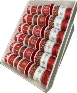 Red & Gold Spirit – Vánoční set stuh a provázků 96m, 48ks, (7,30Kč/m)