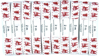 Sada 10x Vánoční stuha skládaná REINDEER červená 15mm x 2m (4,- Kč/m) (8,- Kč/ks)