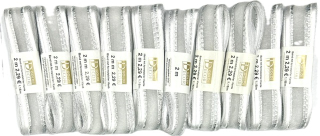 Sada 10x Vánoční stuha skládaná MONDAN SILVER GRACE 25mm x 2m (7,- Kč/m) (14,-Kč/ks)