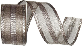 Stuha stříbrná Shimmer Veil Taupe – Premium (15,-Kč/m)