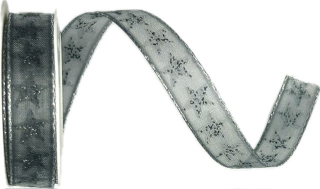 Stuha vánoční Midnight Star Whisper granitová 15mm x 2m (11,-Kč/m