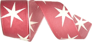 Stuha vánoční bavlněná SHOOTING STAR LIGHT RED čevená 40mm x 2m (14,-Kč/m)