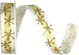 Vánoční stuha Golden Spark– Christmas Cotton Ribbon bílá 15mm x 2m (10,-Kč/m)