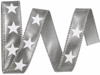 Stuha vánoční stříbrná WHITE STAR SILVER lurexová 25mm x 2m (9,- Kč/m)