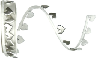 Stuha girlandová SILVER HEART GARLAND vysekávaná stříbrná 15mm x 1m