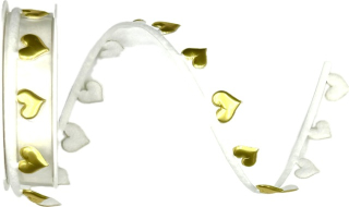 Stuha girlandová GOLDEN HEART GARLAND vysekávaná zlatá 15mm x 1m