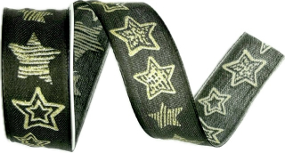 Vánoční stuha BLACK CHRISTMAS STARLIGHT – PREMIUM černá 25mm x 2,5m (12,-Kč/m)