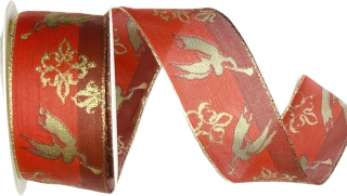 Vánoční stuha GOLDEN ANGEL CELEBRATION – PREMIUM červená 40mm x 2,5m (14,-Kč/m)