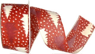 Vánoční stuha CHRISTMAS FOREST RED červená 40mm x 2,5m (12 ,-Kč/m)(