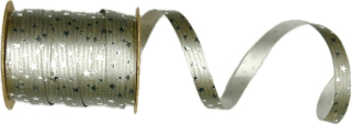 Stuha vánoční STARRY SHINE SILVER stříbrná 10mm x 15m (1,60Kč/m)