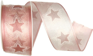 Vánoční stuha organzová ORGANDY STARDUST PINK růžová 40mm x 3m (12,-Kč/m) 