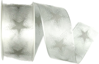 Vánoční stuha organzová ORGANDY STARDUST SILVER stříbrná 40mm x 3m (12,-Kč/m) 