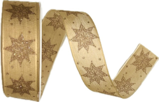 Stuha vánoční SKYSCRAPER BEIGE béžová 25mm x 2m (11,-Kč/m)