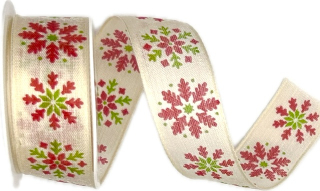 Stuha vánoční COTTON NORDIC SNOW krémová 25mm x 2m (12,-Kč/m)