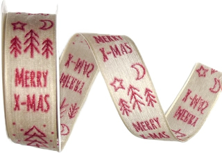 Stuha vánoční CHRISTMAS PRINT GRAY šedá 25mm x 2m (5,-Kč/m)