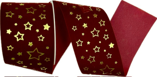 Stuha vánoční sametová VELUTTO STARS CARDINAL bordó 60mm x 2m (17,-Kč/m)