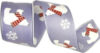 Stuha vánoční POLAR BEAR WINTER modrá 40mm x 2m (14,-Kč/m)
