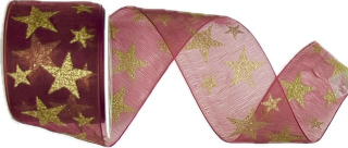 Stuha vánoční GOLDEN GALAXY BORDEAUX bordó 40mm x 2m (13,-Kč/m)